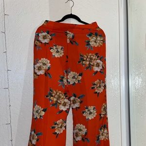 Orange floral pants